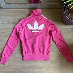 Adidas Pink Track Jacket with Trefoil logo on back